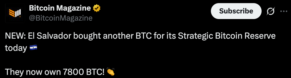 Bitcoin Magazine official tweet