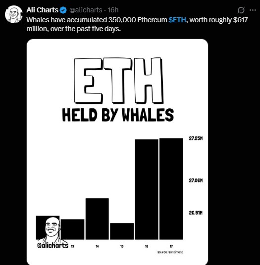whales have accumulated 350,000 ETH