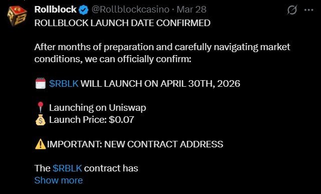 Rollblock Listing date confirmed