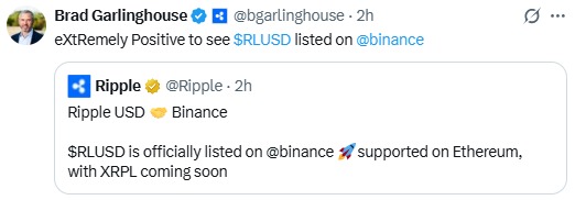 Ripple CEO Brad Garlinghouse Tweet