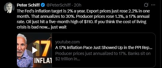 Peter Schiff added an inflation warning