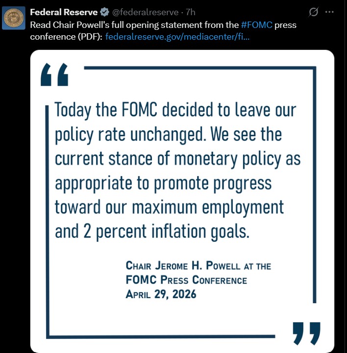 FOMC Meeting: Interest Rate Unchanged