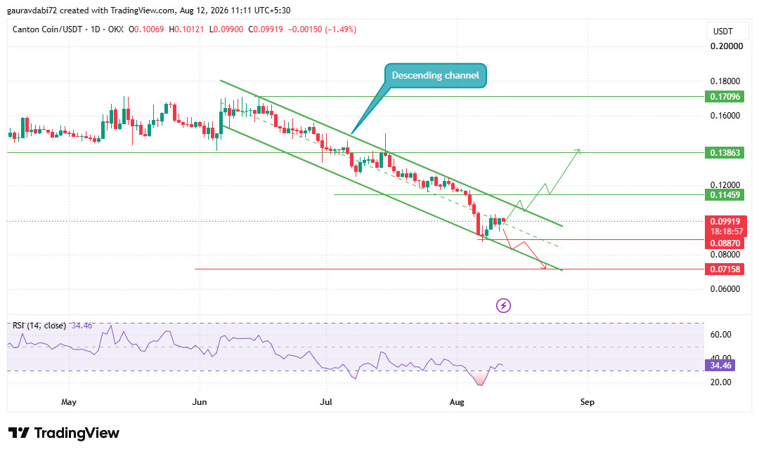 Canton Coin Price Prediction Daily Descending Channel Chart