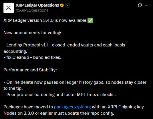 XRP Ledger version 3.4.0 went live this week XRP Ledger version 3.4.0 went live this week