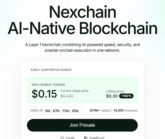 Nexchain presale 100% bonus at $0.15 