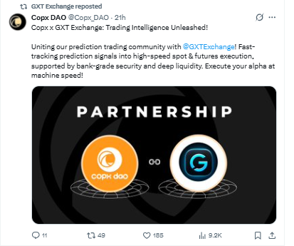GXT Exchange and Copx DAO partnership announcement
