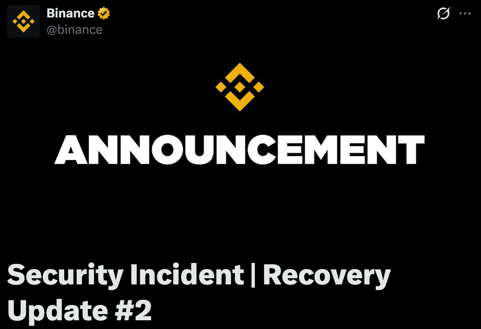 Binance Security Incident statement posted on X, October 30, 2026 Binance Security Incident statement posted on X, October 30, 2026