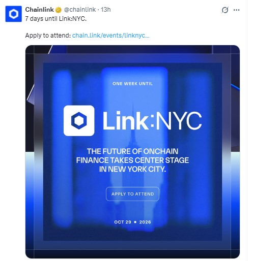 NYC arrives in six days Chainlink event post NYC arrives in six days Chainlink event post