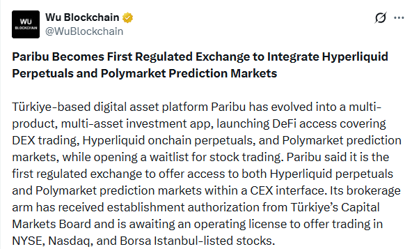 Paribu Hyperliquid Polymarket first regulated exchange