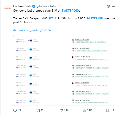Look on chain tweet on asteroids