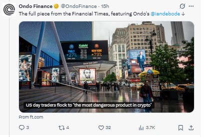 Ondo fInance on x latest update Ondo fInance on x latest update