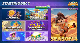 Fableborne Season 4 gameplay featuring POWER token launch, Kingdom NFT staking, and action battles in a play to earn game.