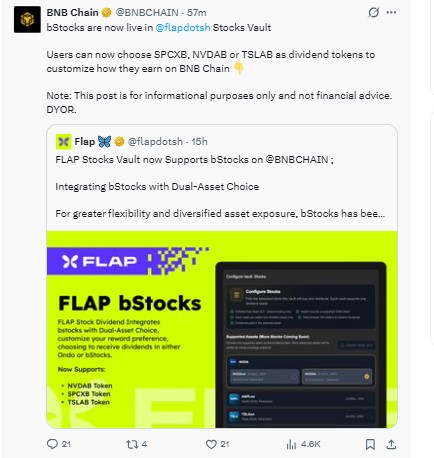 Binance official post on x Binance official post on x