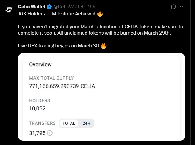 Celia Wallet Update