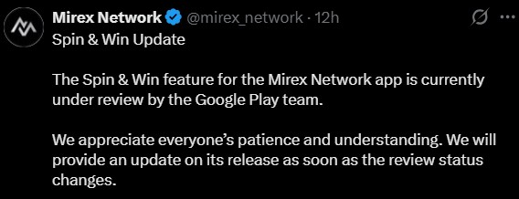 Mirex network spin and win game