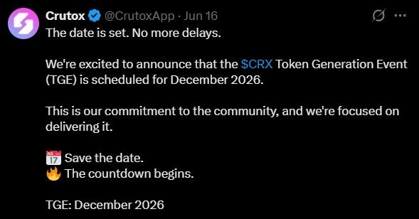 CRX Listing and TGE details 