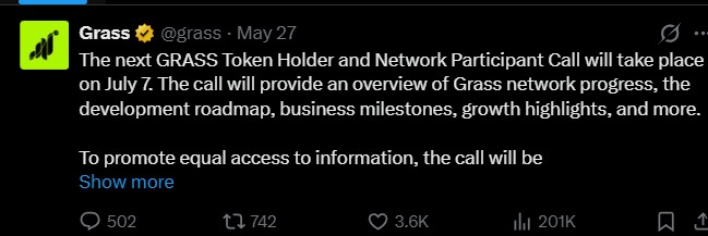 Grass Airdrop Season 2 Update