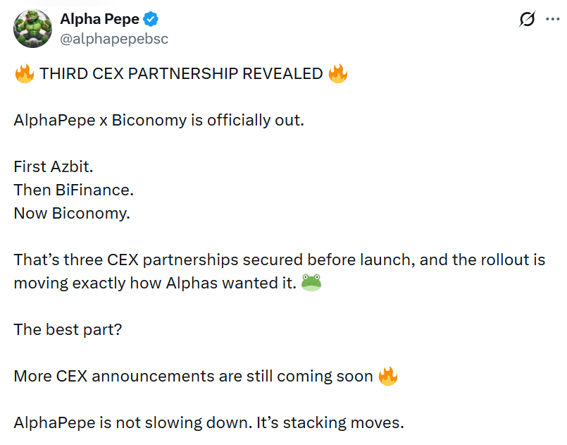AlphaPepe CEX Name Reveal