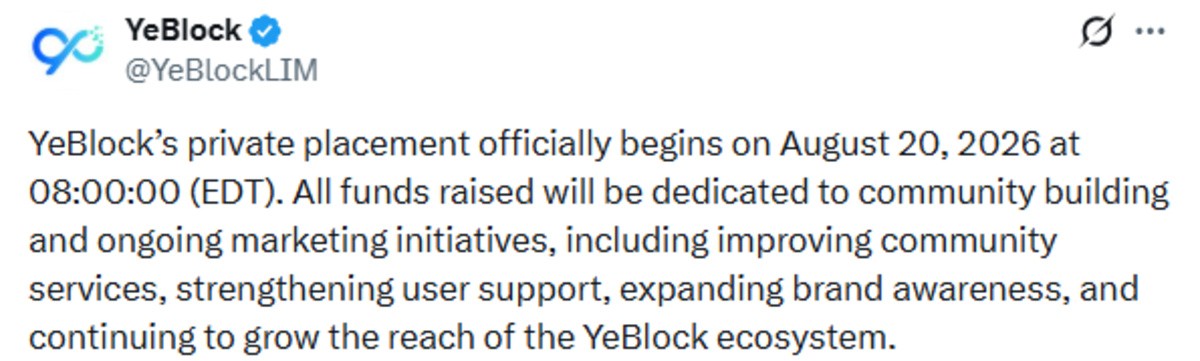 YeBlock Private Sale Official X Post YeBlock Private Sale Official X Post