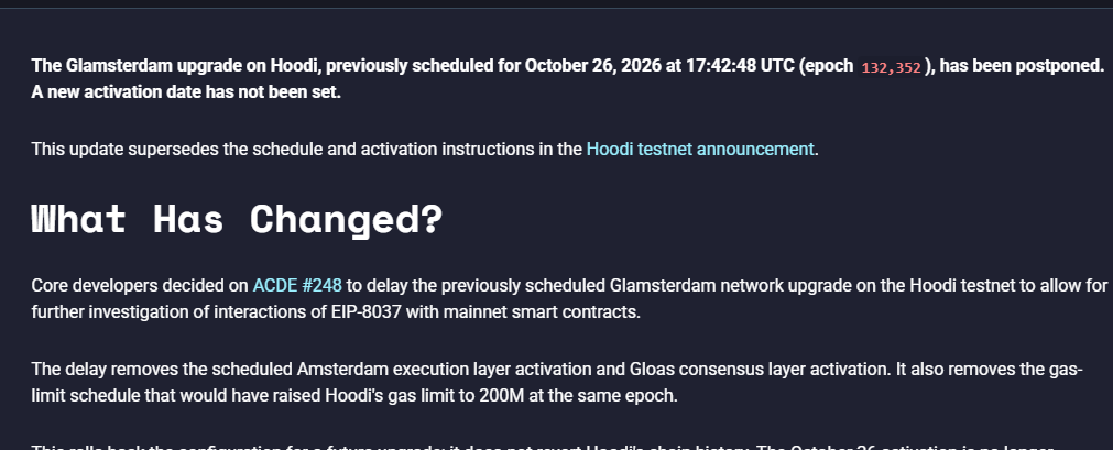 Latest Glamsterdam ETH Upgrade