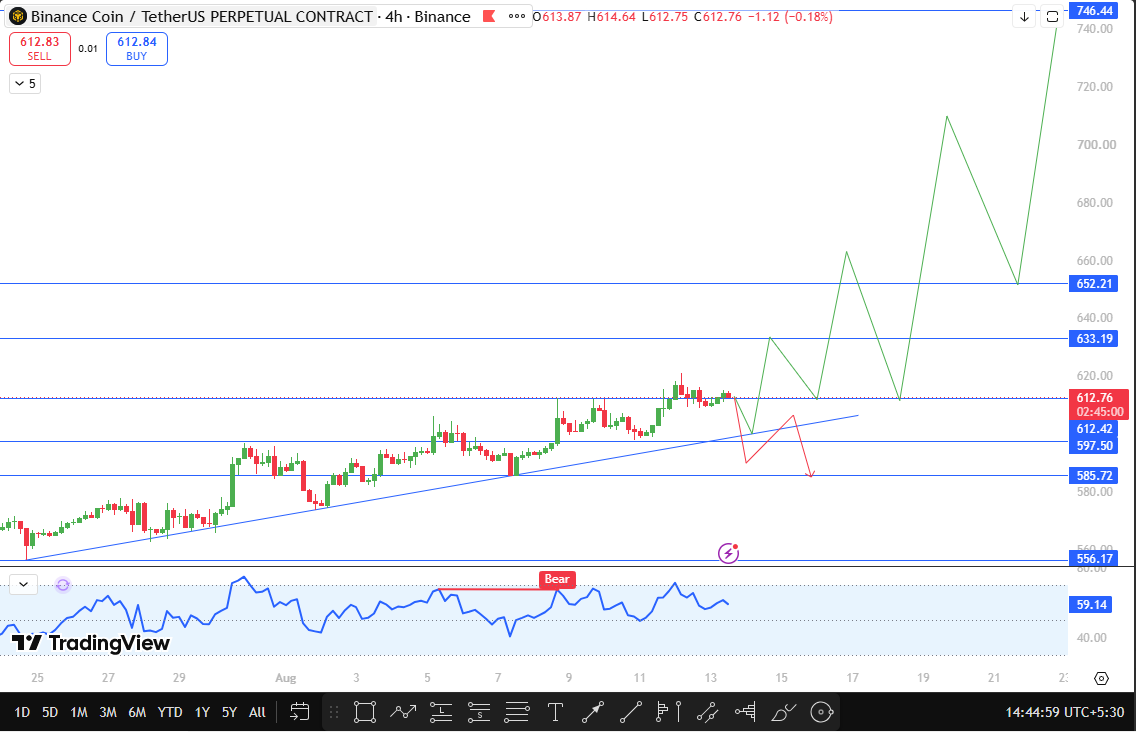 BNB technical support and resistance