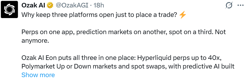 Latest Ozak AI Update: Three Trading Markets in One EON Platform