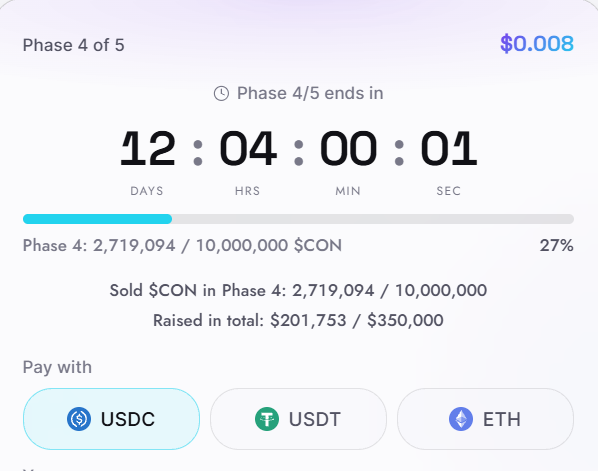 ConConAI Crypto Presale Price Enters Phase 4 ConConAI Crypto Presale Price Enters Phase 4