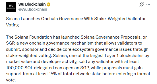 Solana on chain governance live now Solana on chain governance live now