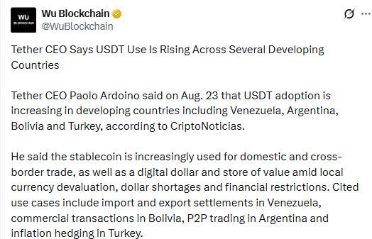 USDT rise across countries