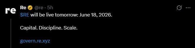 RE Token Listing Today June 18, 2026