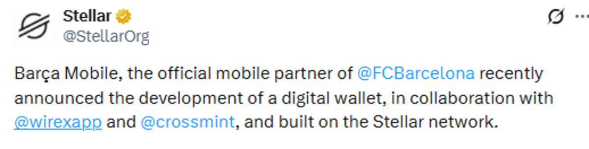 Official Stellar's X post screenshot showings mobile partner update Official Stellar's X post screenshot showings mobile partner update