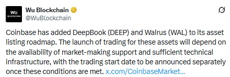 coinbase added walrus and deepbook coinbase added walrus and deepbook