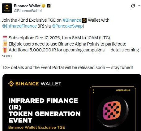 Infrared Finance TGE Update