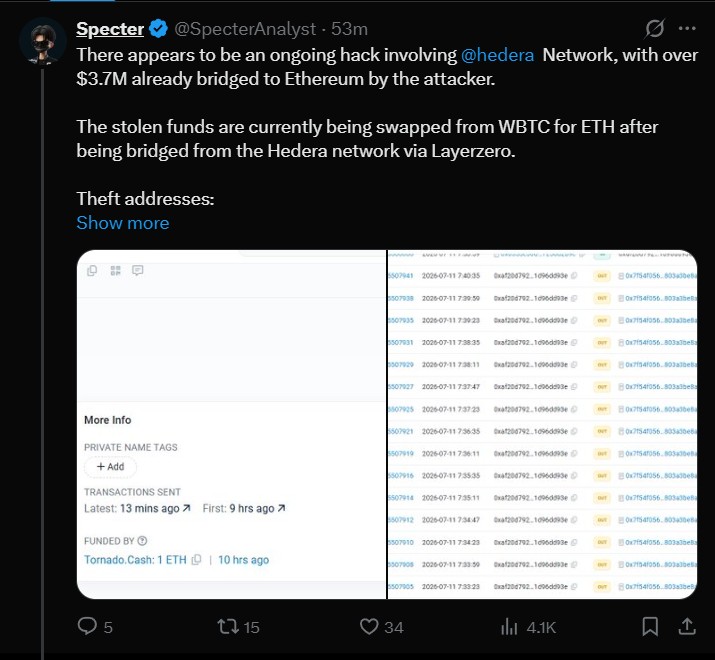 Hedera Network Exploit Sends Funds to Ethereum Hedera Network Exploit Sends Funds to Ethereum