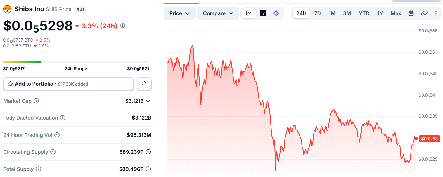 Shiba Inu price today