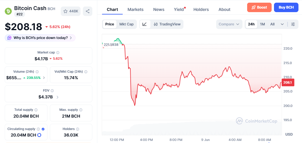 BCH/USD price chart today BCH/USD price chart today