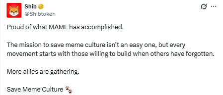 actual post from the Shibtoken account actual post from the Shibtoken account