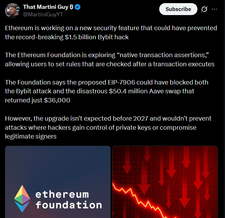 Ethereum Foundation and Bybit Incident Update