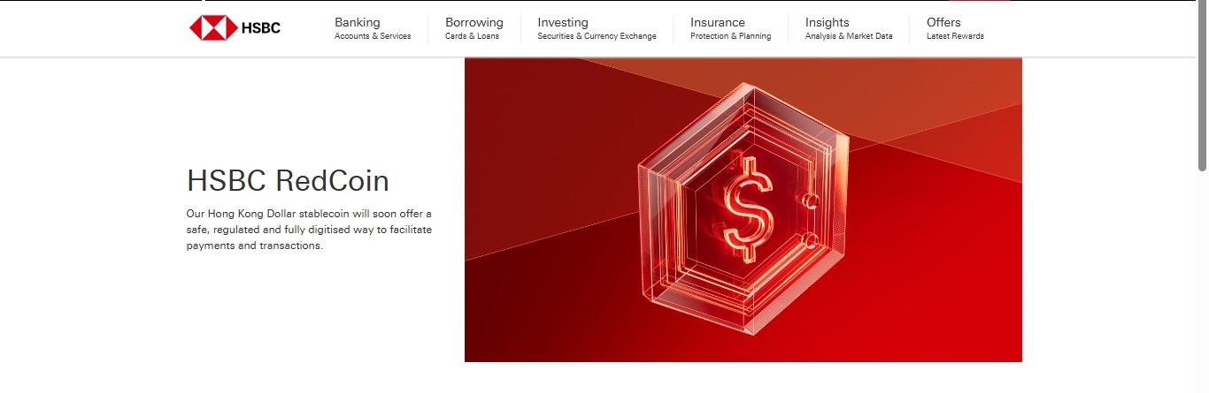 HSBC describes RedCoin as its Hong Kong dollar stablecoin