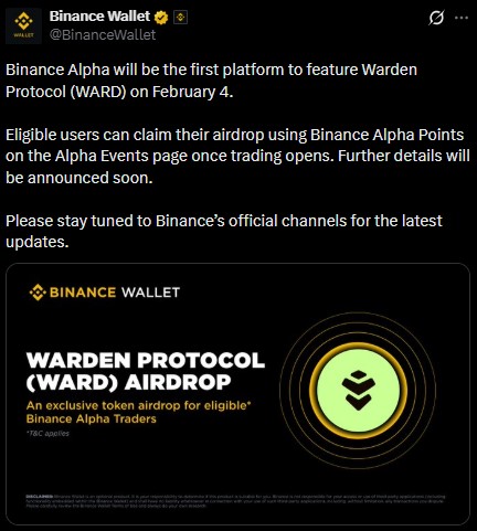 Binance Alpha WARD listing