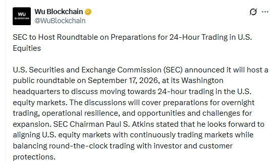 SEC 24 hour trading roundtable at Washington headquarters