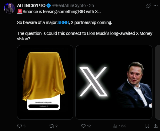 BNB latest news on x