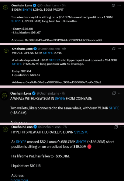Hyperliquid Latest Whale Bets