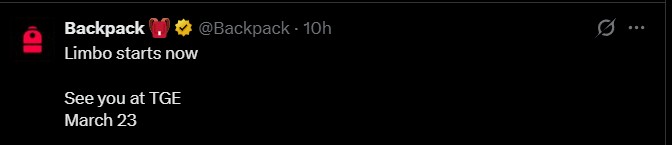 Backpack Token TGE Date