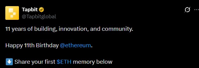 Happy Birthday Ethereum for 11 Years