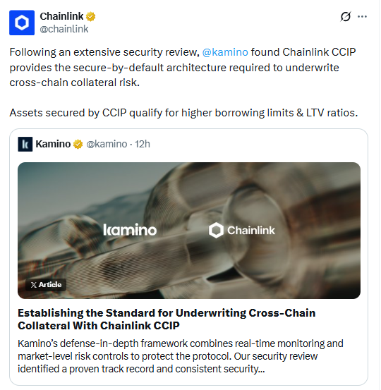 Chainlink News showing Kamino CCIP security