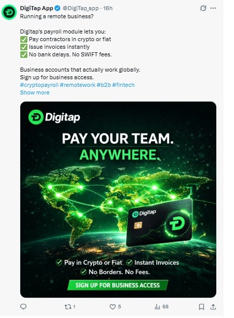 tweet shared by digitap 