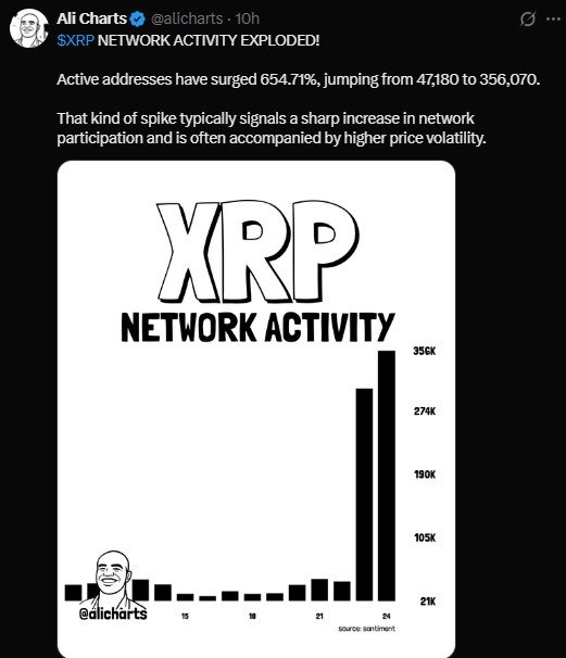 Active addresses on the XRPL surged Active addresses on the XRPL surged