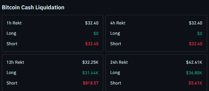 Bitcoin cash liquidation data