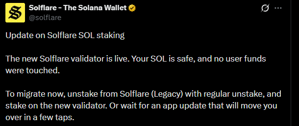 Solflare Wallet X Post